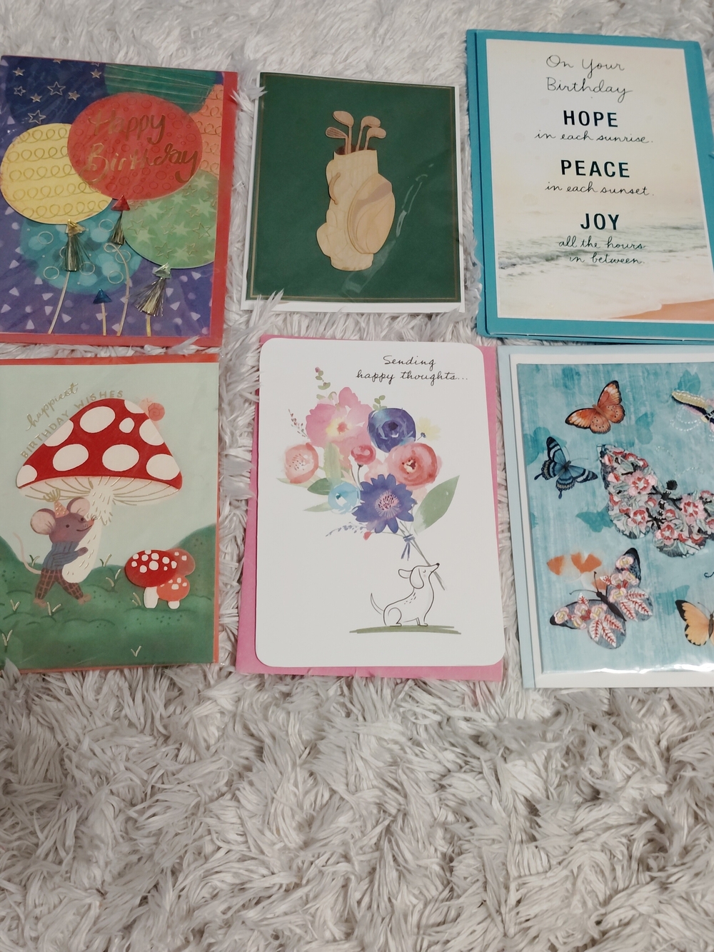 Greeting Card Lot Of 6 Happy Birthday And Thinking Of You 3D Embellished Cards